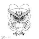 owl half geometric half realistic tattoo design idea