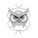 owl half geometric half realistic tattoo design idea