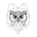 owl half geometric half realistic tattoo design idea