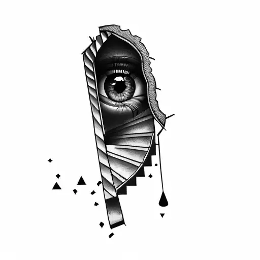 a staircase with an eye in it tattoo design idea