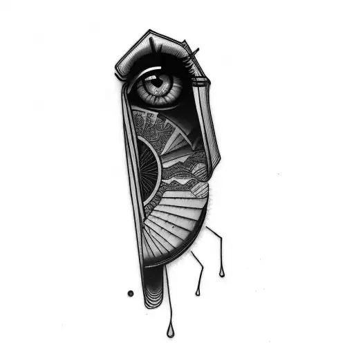 a staircase with an eye in it tattoo design idea