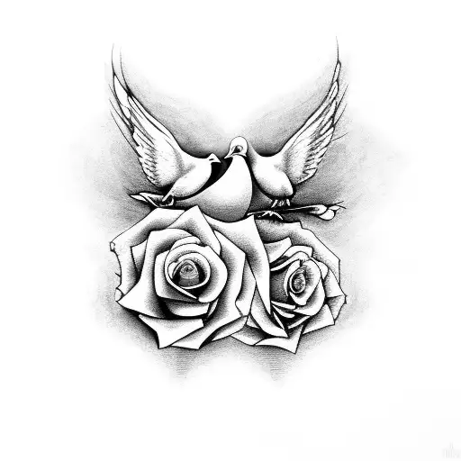 dove and rose tattoo drawings