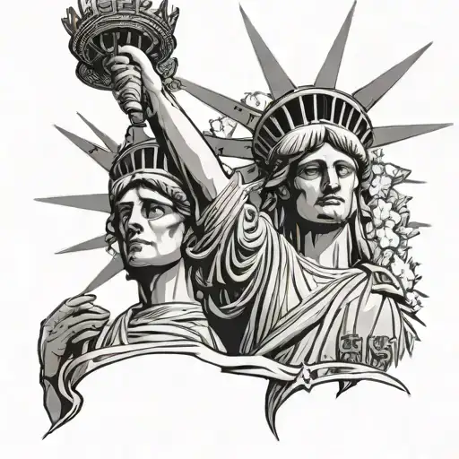 statue of liberty with uncle sam tattoo design idea