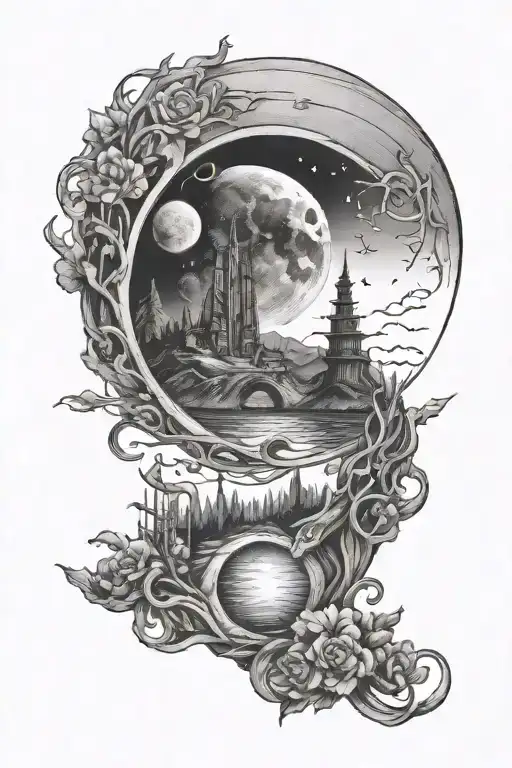 Lorna shore moon tattoo design idea