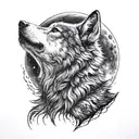 a wolf howling at a moon inside a wolf howling at thee moon inside a wolf howling at the moon  tattoo design idea