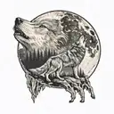 a wolf howling at a moon inside a wolf howling at thee moon inside a wolf howling at the moon  tattoo design idea