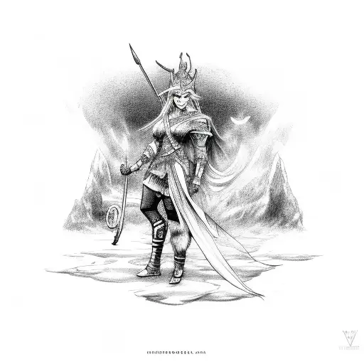 norse mythology freya the goddess tattoo design idea