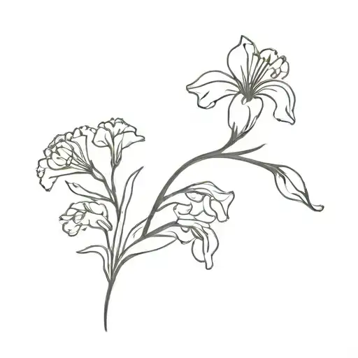 One carnation and One snowdrop flower melting Together tattoo design idea
