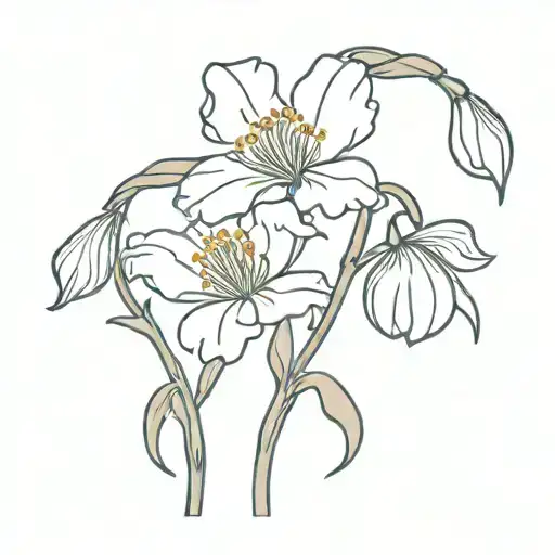 carnation and snowdrop flower melting Together tattoo design idea