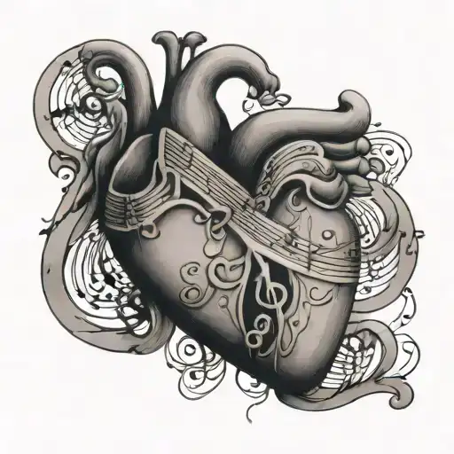 A heart-shaped design with musical notes and the names of your family members, representing the love and connection you have with them tattoo design idea