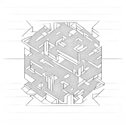 maze mixed with geometric shapes tattoo design idea
