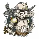 Peter Pan Body with a Storm Trooper Helmet tattoo design idea