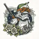 Peter Pan Body with a Storm Trooper Helmet tattoo design idea