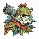 Peter Pan Body with a Storm Trooper Helmet tattoo design idea