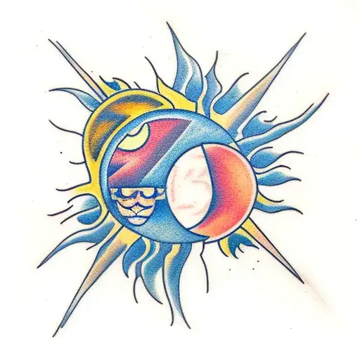 Sun and Moon tattoo design idea