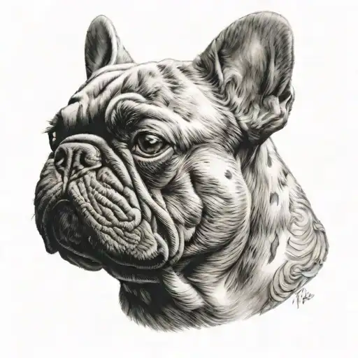 frankenstein french bulldog head tattoo design idea