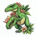 Jurassic park, tropical flowers tattoo design idea