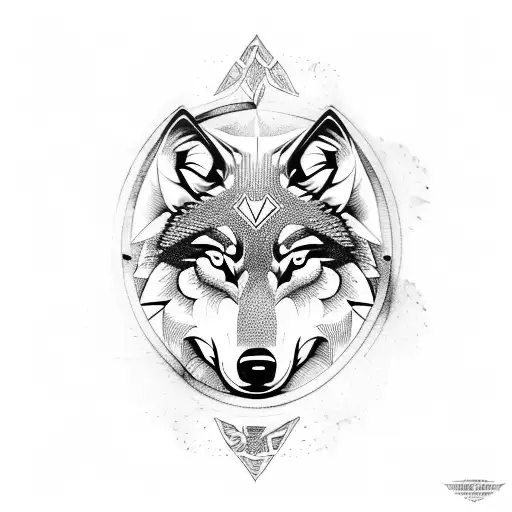 wolf with shield tattoo design idea