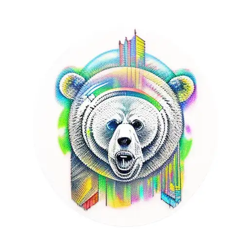 DJ bear mixing music on a traditional vinyl record tattoo design idea