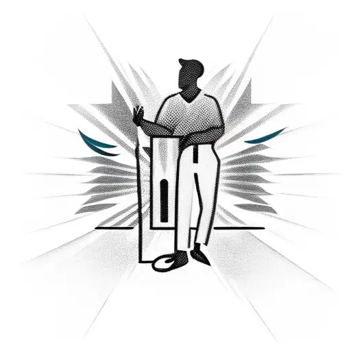 Minimalistic silhouette of a DJ playing music with sun rays radiating from behind tattoo design idea