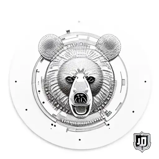 DJ turntable with a bear DJing tattoo design idea