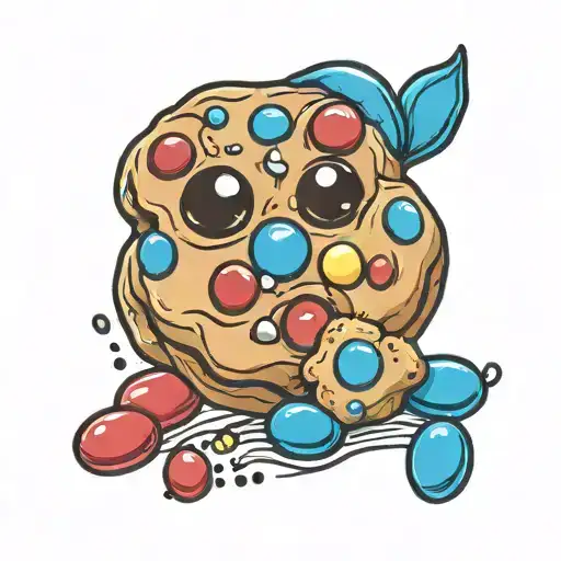 cookie with blue m&ms tattoo design idea