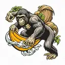 gorilla surfing tattoo design idea