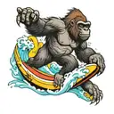 gorilla surfing tattoo design idea