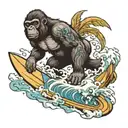 gorilla surfing tattoo design idea