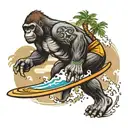 gorilla surfing tattoo design idea