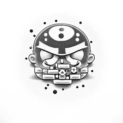 super mario enemies tattoo (greaper, thwomp, bullet bill, boo, bob-omb, tartosso, goomba skeleton) tattoo design idea