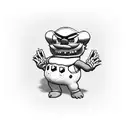 super mario enemies tattoo (greaper, thwomp, bullet bill, boo, bob-omb, tartosso, goomba skeleton) tattoo design idea