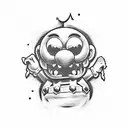 super mario enemies tattoo (greaper, thwomp, bullet bill, boo, bob-omb, tartosso, goomba skeleton) tattoo design idea