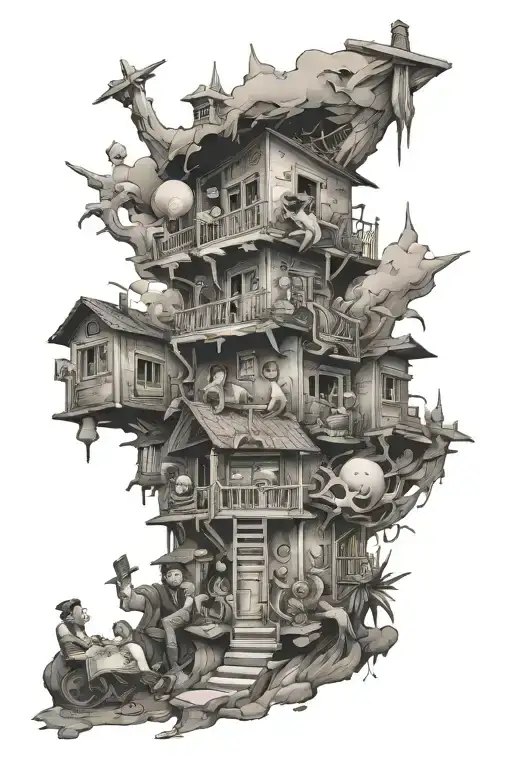 parents, moved to a new place, education, money, new life, happy life, excitement, past, crazy people, overcoming hurdle tattoo design idea