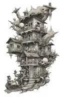 parents, moved to a new place, education, money, new life, happy life, excitement, past, crazy people, overcoming hurdle tattoo design idea