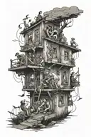 parents, moved to a new place, education, money, new life, happy life, excitement, past, crazy people, overcoming hurdle tattoo design idea