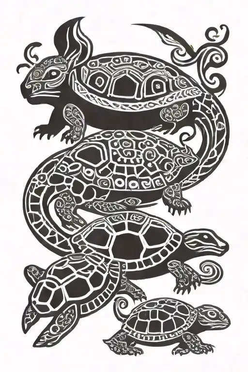Rabbit, Mouse, Turtle and Monkey tattoo design idea