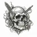music, skull, dark tattoo design idea