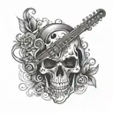 music, skull, dark tattoo design idea