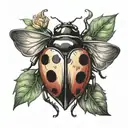 ladybug flying tattoo design idea