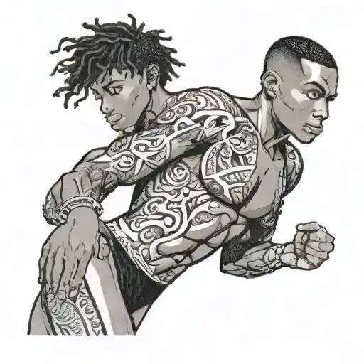 muscular black boy in speedo tattoo design idea