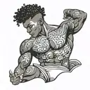 muscular black boy in speedo tattoo design idea