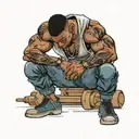 muscular black boy in jeans tattoo design idea