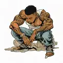 muscular black boy in jeans tattoo design idea
