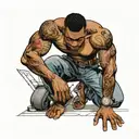 muscular black boy in jeans tattoo design idea