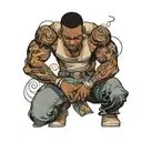 muscular black boy in jeans tattoo design idea
