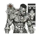 muscular black boy in clothes made from jewels tattoo design idea