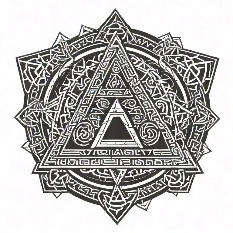 valknut with elder futhark runes around it  tattoo design idea