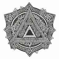 valknut with elder futhark runes around it  tattoo design idea