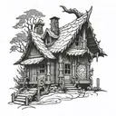 baba yaga house tattoo design idea